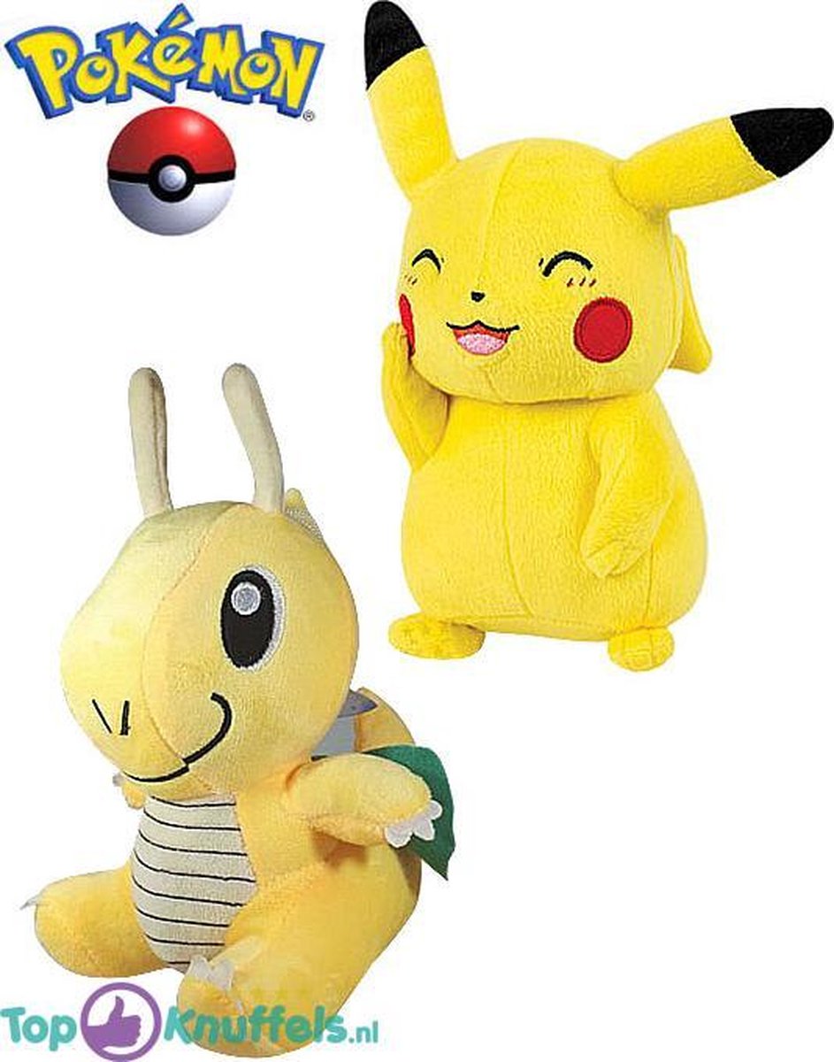 Pokemon speelgoed knuffel set Pikachu 23cm + Dragonite 23cm | Pokémon Friends: Charmander Bulbasaur Eevee Charizard Squirtle Snorlax